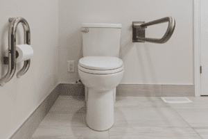 A fixed toilet